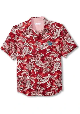 Tommy Bahama Kansas Jayhawks Mens Red Sport Aqua Lush Short Sleeve Dress Shirt