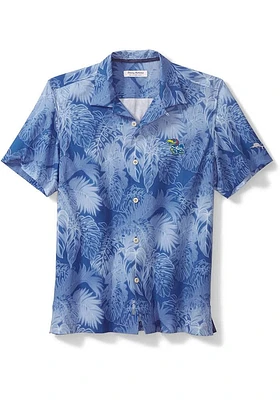 Tommy bahama Kansas Jayhawks Mens Blue Sport Coast Luminescent Fronds Camp Short Sleeve Dre..