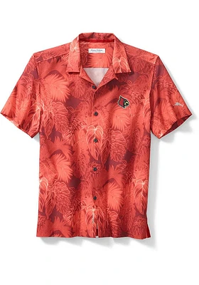 Tommy bahama Louisville Cardinals Mens Red Sport Coast Luminescent Fronds Camp Short Sleeve..