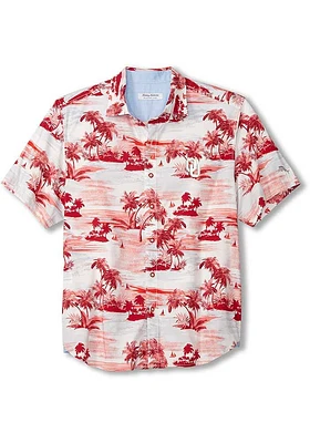 Tommy Bahama Oklahoma Sooners Mens Red Sport Tropical Horizons Short Sleeve Dress Shirt