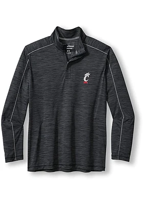 Tommy Bahama Cincinnati Bearcats Mens Black Islandzone Player Long Sleeve Qtr Zip Pullover