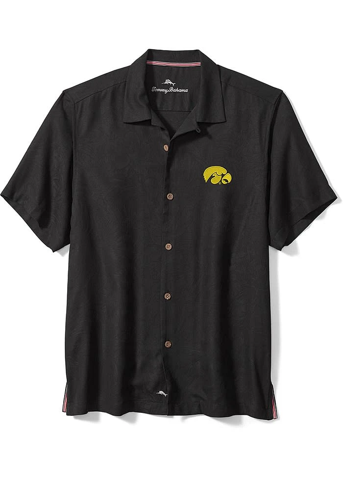 Tommy Bahama Iowa Hawkeyes Mens Black Sport Tropic Isles Camp Short Sleeve Dress Shirt