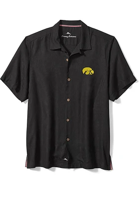 Tommy Bahama Iowa Hawkeyes Mens Black Sport Tropic Isles Camp Short Sleeve Dress Shirt