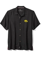 Tommy Bahama Iowa Hawkeyes Mens Black Sport Tropic Isles Camp Short Sleeve Dress Shirt