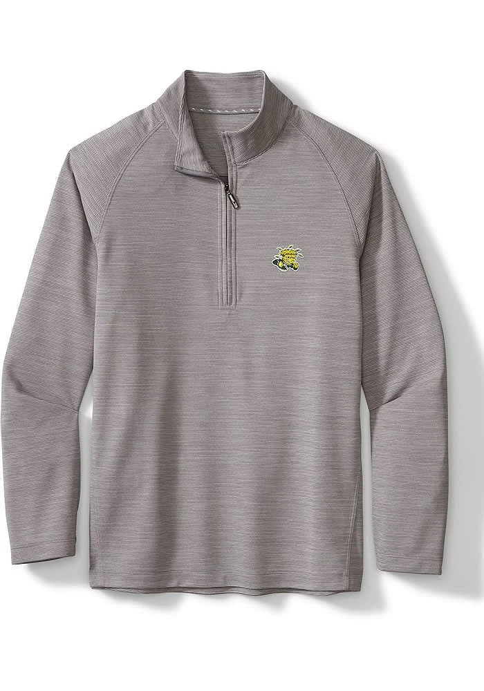 Tommy Bahama Wichita State Shockers Mens Grey Play Action Long Sleeve Qtr Zip Pullover