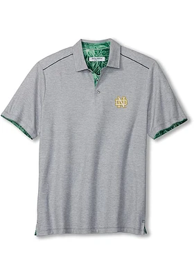 Tommy Bahama Notre Dame Fighting Irish Mens Grey Sport Tailgater Short Sleeve Polo