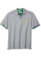 Tommy Bahama Notre Dame Fighting Irish Mens Grey Sport Tailgater Short Sleeve Polo