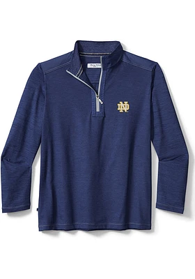 Tommy Bahama Notre Dame Fighting Irish Mens Navy Blue Sport on Deck Long Sleeve Qtr Zip Pullover