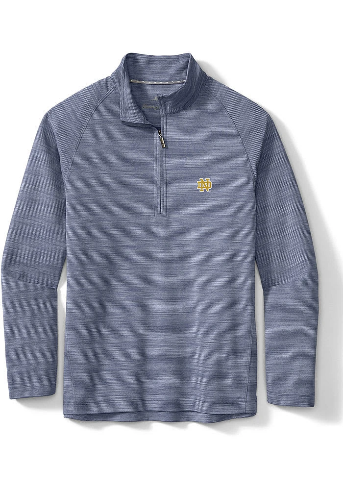 Tommy Bahama Notre Dame Fighting Irish Mens Navy Blue Play Action Long Sleeve Qtr Zip Pullover