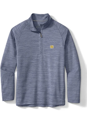 Tommy Bahama Notre Dame Fighting Irish Mens Navy Blue Play Action Long Sleeve Qtr Zip Pullover