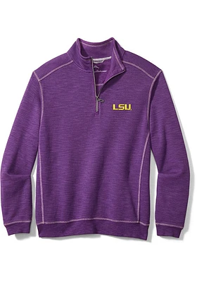Tommy Bahama LSU Tigers Mens Purple Sport Topanga Bay Long Sleeve Qtr Zip Pullover