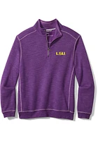 Tommy Bahama LSU Tigers Mens Purple Sport Topanga Bay Long Sleeve Qtr Zip Pullover