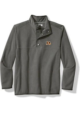 Tommy Bahama Cincinnati Bengals Mens Grey FIELD RUNNER SNAP Long Sleeve Qtr Zip Pullover