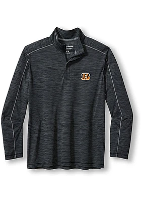 Tommy Bahama Cincinnati Bengals Mens Black ISLANDZONE PLAYER POINT Long Sleeve Qtr Zip Pullover