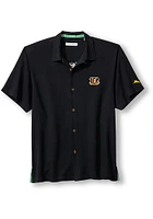 Tommy Bahama Cincinnati Bengals Mens Black TIDAL KICKOFF CAMP Short Sleeve Dress Shirt