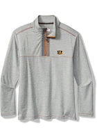 Tommy Bahama Cincinnati Bengals Mens Grey High Score Long Sleeve Qtr Zip Pullover