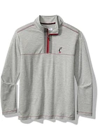 Tommy Bahama Cincinnati Bearcats Mens Grey High Score Long Sleeve Qtr Zip Pullover