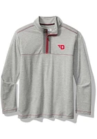 Tommy Bahama Dayton Flyers Mens Grey High Score Long Sleeve Qtr Zip Pullover