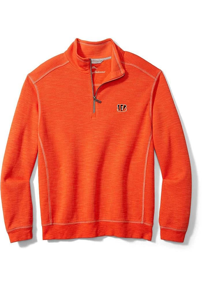 Tommy Bahama Cincinnati Bengals Mens Orange Tobago Bay Long Sleeve Qtr Zip Pullover