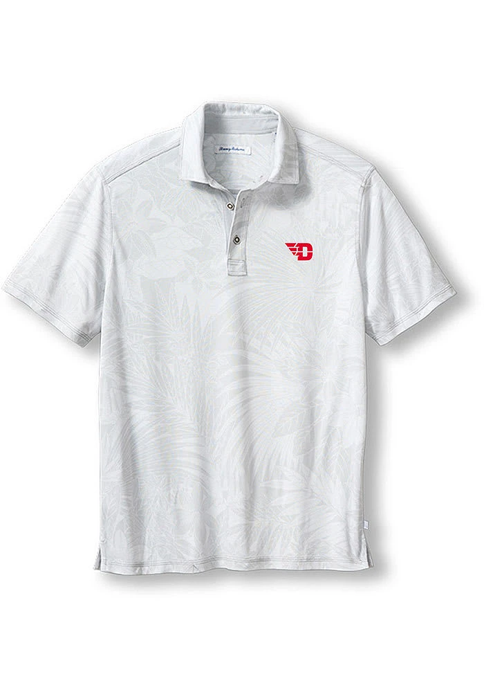 Tommy Bahama Dayton Flyers Mens Grey Sport Santiago Paradise Short Sleeve Polo