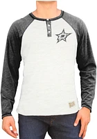 Original Retro Brand Dallas Stars White Triblend Raglan Henley Long Sleeve Fashion T Shirt
