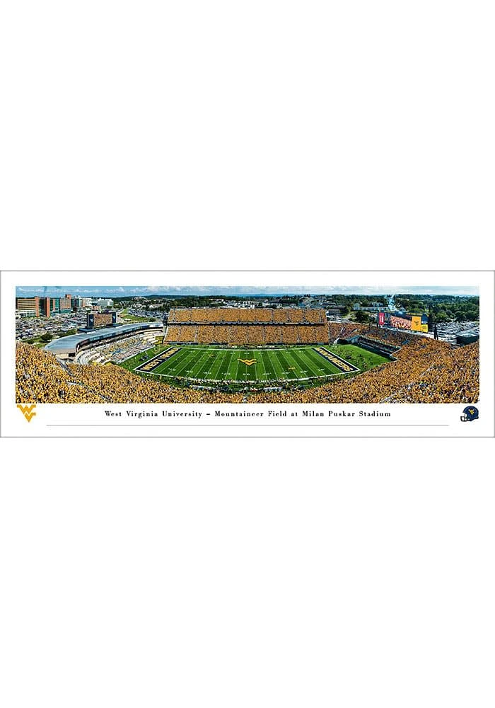 Blakeway Panoramas West Virginia Mountaineers Gold Rush Football Unframed Poster