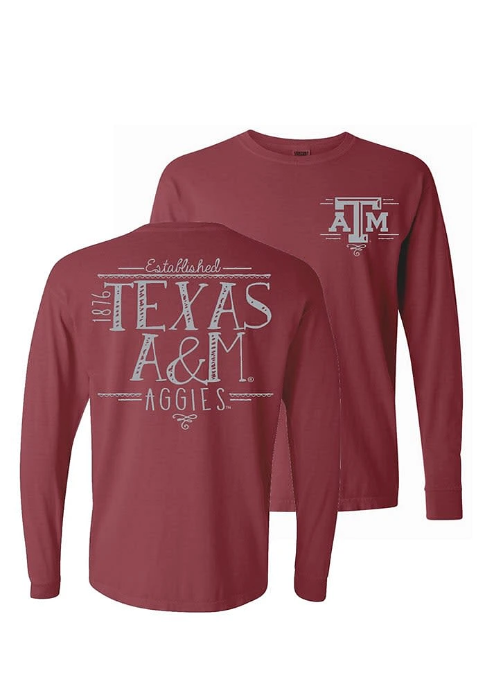 Summit Sportswear Texas A&M Aggies Womens Maroon Handwritten LS Tee