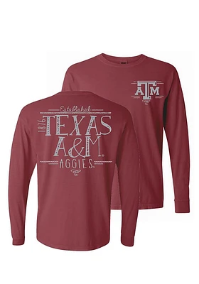 Summit Sportswear Texas A&M Aggies Womens Maroon Handwritten LS Tee
