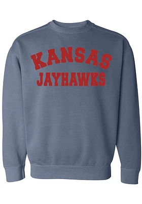 Summit Sportswear Kansas Jayhawks Womens Blue Simple Crew Sweatshirt