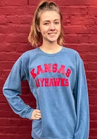 Summit Sportswear Kansas Jayhawks Womens Blue Simple Crew Sweatshirt