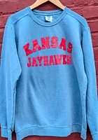 Summit Sportswear Kansas Jayhawks Womens Blue Simple Crew Sweatshirt
