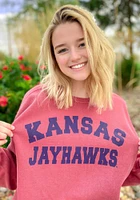 Summit Sportswear Kansas Jayhawks Womens Crimson Simple Crew Sweatshirt