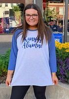 Summit Sportswear Kansas Jayhawks Womens Blue Candace LS Tee