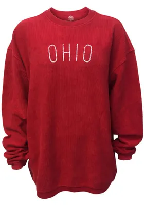 Ohio Womens Cardinal Corded Crew Sweatshirt