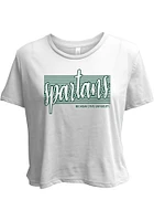 Summit Sportswear Michigan State Spartans Womens White Blair Flowy Cropped Short Sleeve T-Shirt