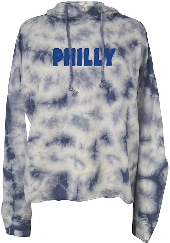 Summit Sportswear Philadelphia Womens Blue Tie Dye Hooded Sweatshirt