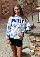 Summit Sportswear Philadelphia Womens Blue Tie Dye Hooded Sweatshirt