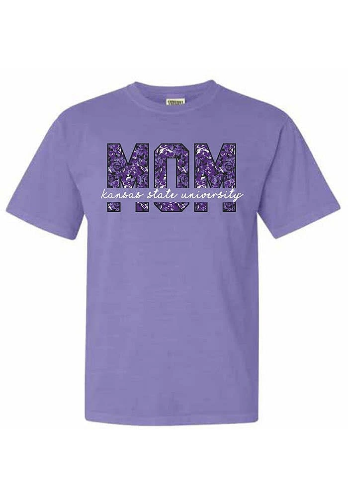 Summit Sportswear K-State Wildcats Womens Purple Floral Mom Short Sleeve T-Shirt