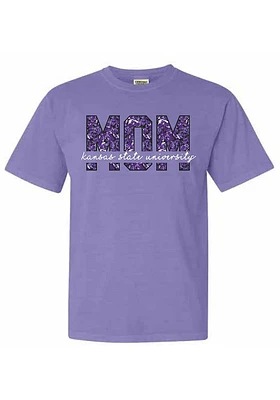 Summit Sportswear K-State Wildcats Womens Purple Floral Mom Short Sleeve T-Shirt