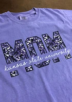 Summit Sportswear K-State Wildcats Womens Purple Floral Mom Short Sleeve T-Shirt