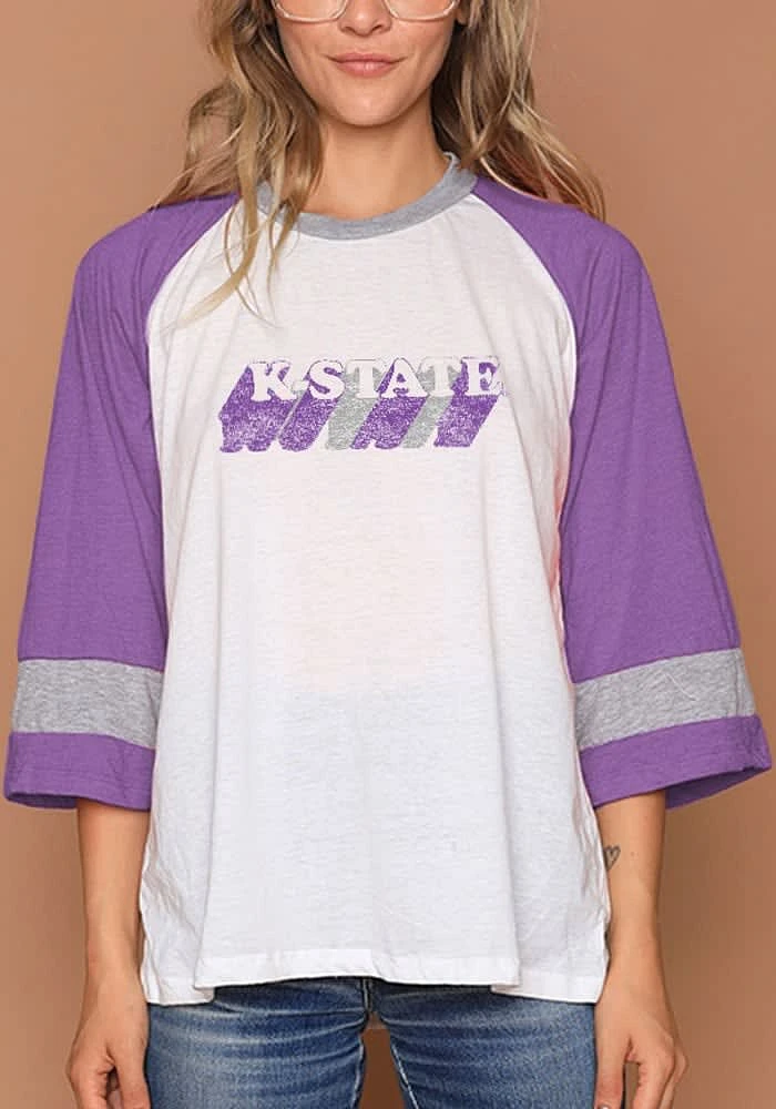 Summit Sportswear K-State Wildcats Womens White Bell Sleeve LS Tee