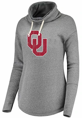Summit Sportswear Oklahoma Sooners Womens Grey Mabel Funnel Neck Hooded Sweatshirt