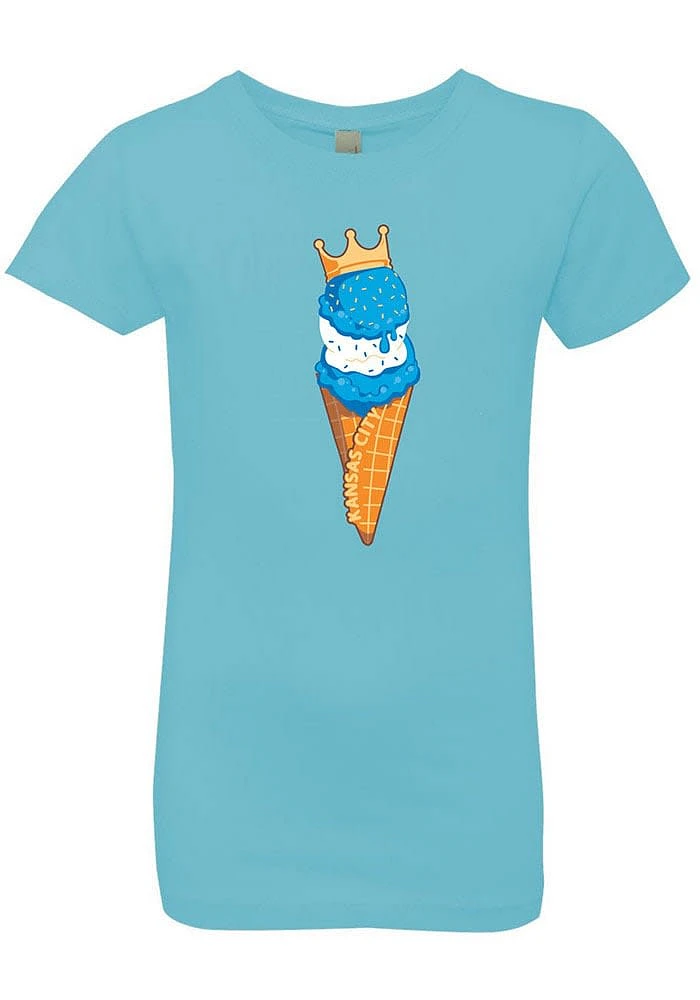 Summit Sportswear Kansas City Girls Light Blue Ice Cream Cone Short Sleeve Tee