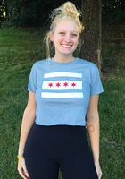 Summit Sportswear Chicago Womens Light Blue City Flag Short Sleeve T-Shirt