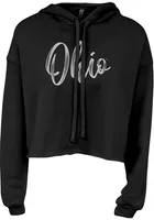 Ohio Women's Black Brush Script Wordmark Cropped Lightweight Hood