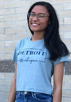 Summit Sportswear Detroit Womens Light Blue Box Short Sleeve T-Shirt