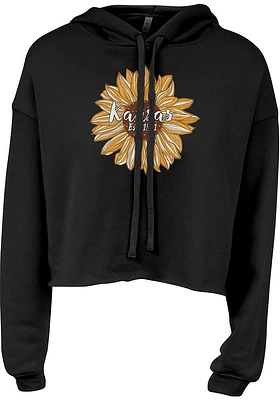 Summit Sportswear Kansas Womens Black Sunflower Hooded Sweatshirt