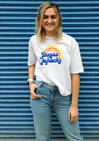Summit Sportswear Kansas Jayhawks Womens White Rainbow Short Sleeve T-Shirt
