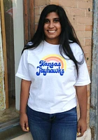 Summit Sportswear Kansas Jayhawks Womens White Rainbow Short Sleeve T-Shirt