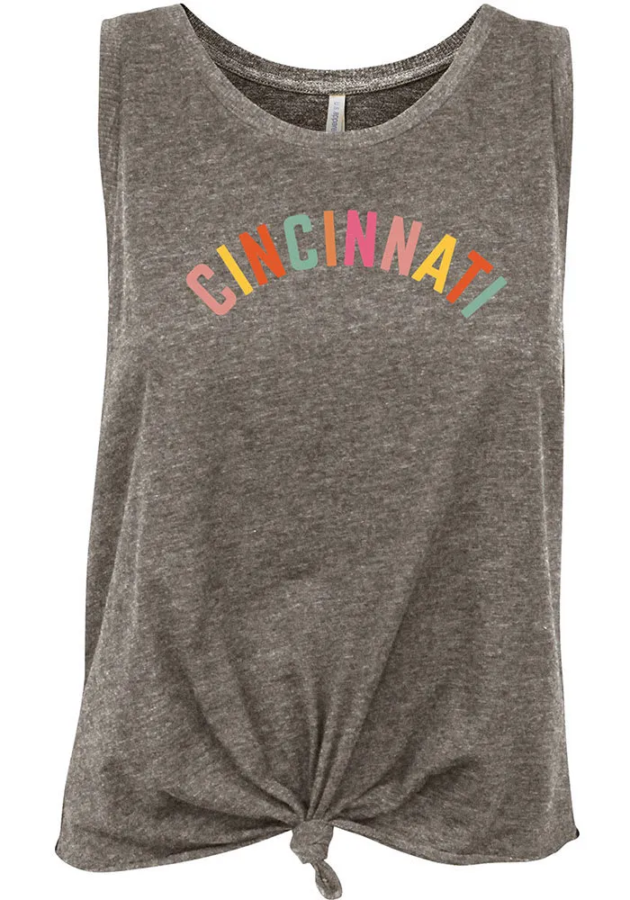 Cincinnati Women's Grey Heather Multi Color Wordmark Tank Top